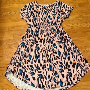 Stylish Pink Leopard Print XL Kids Dress